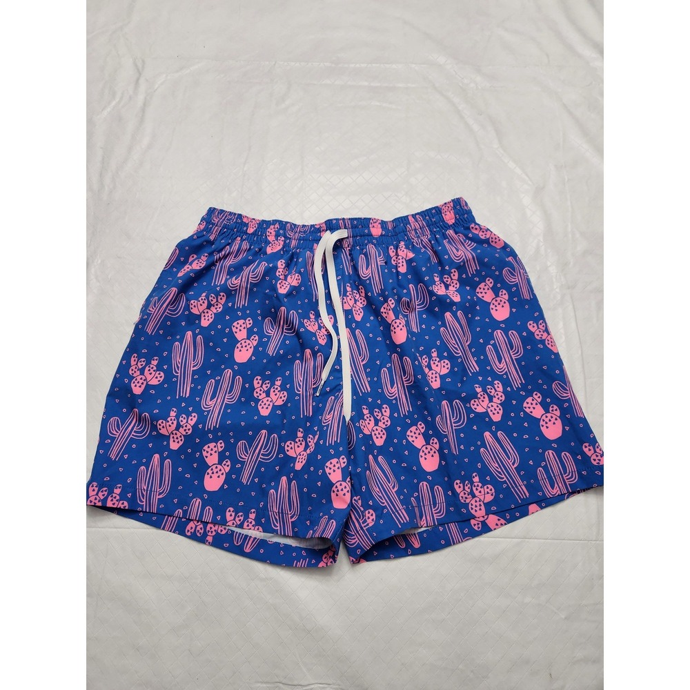 Chubbies Swim Shorts Mens XL Blue Cactus Tropical Print Drawstring Trunks